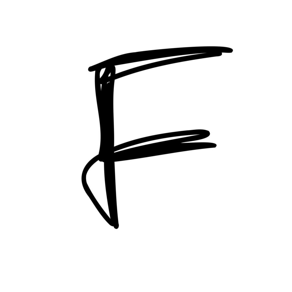 A black and white drawing of a letter f vector