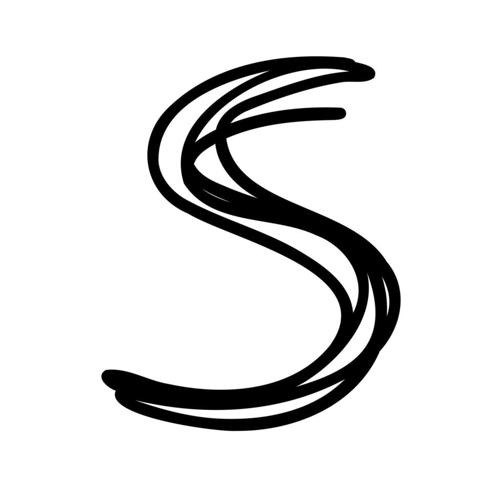 A black and white drawing of a letter s vector