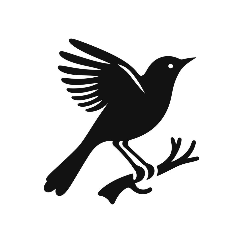 bird silhouette on a branch icon illustration vector