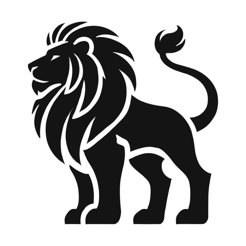 a black and white lion logo vector