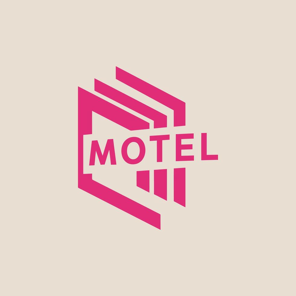 Motel Pink Geometric Graphic Design Minimalist Style on Beige Background vector