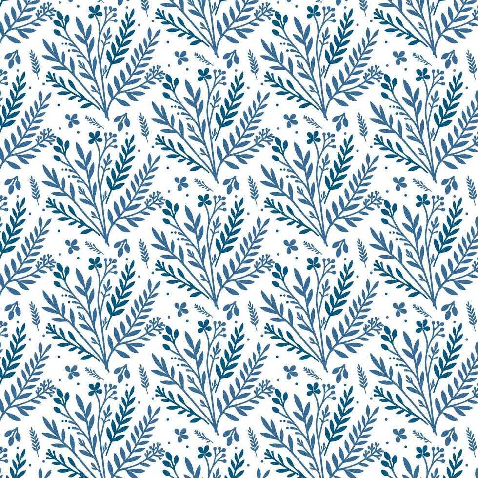 abstract blue flower and leaf pattern for home decor and table top vector