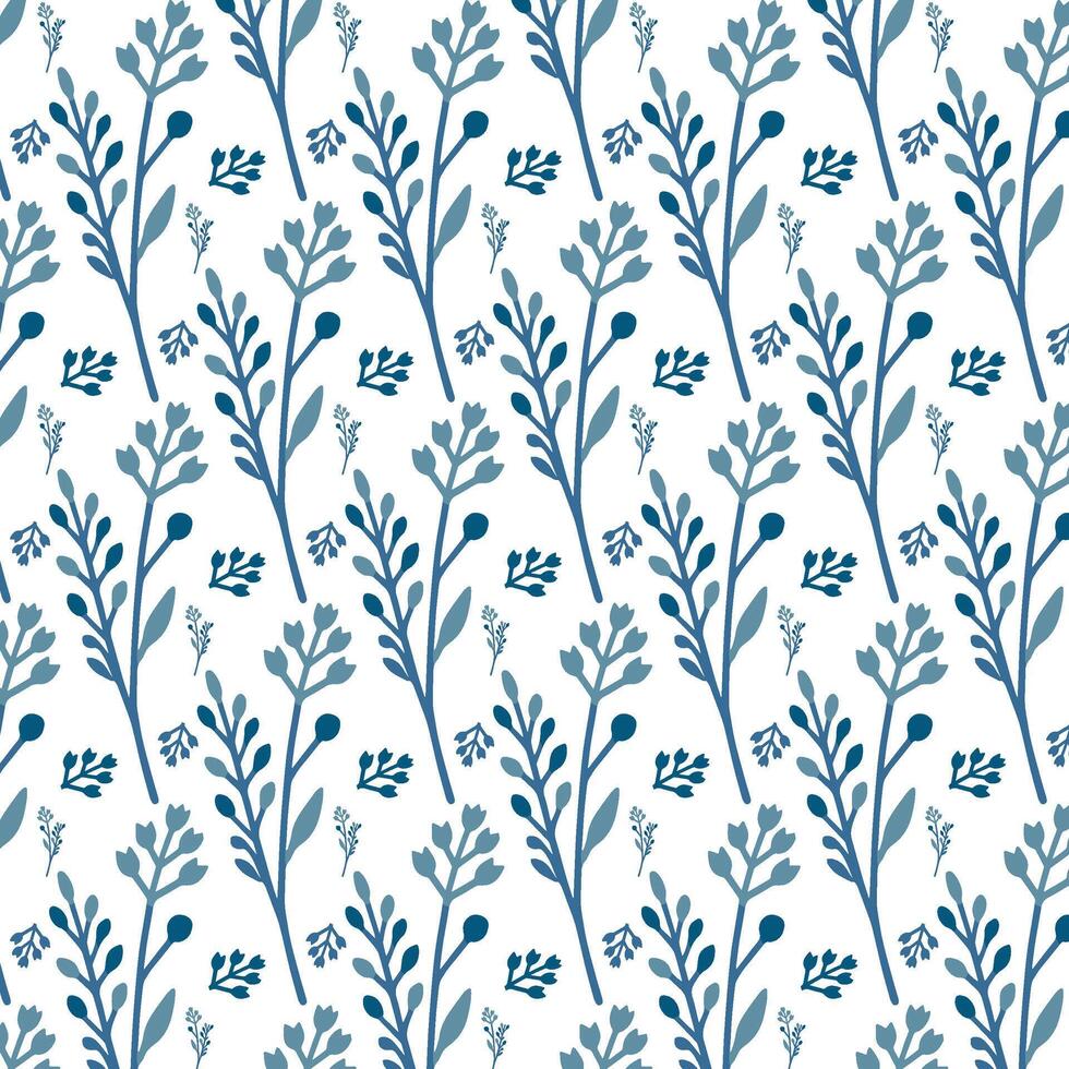 artistic blue blossom pattern for textile and fabric printing vector