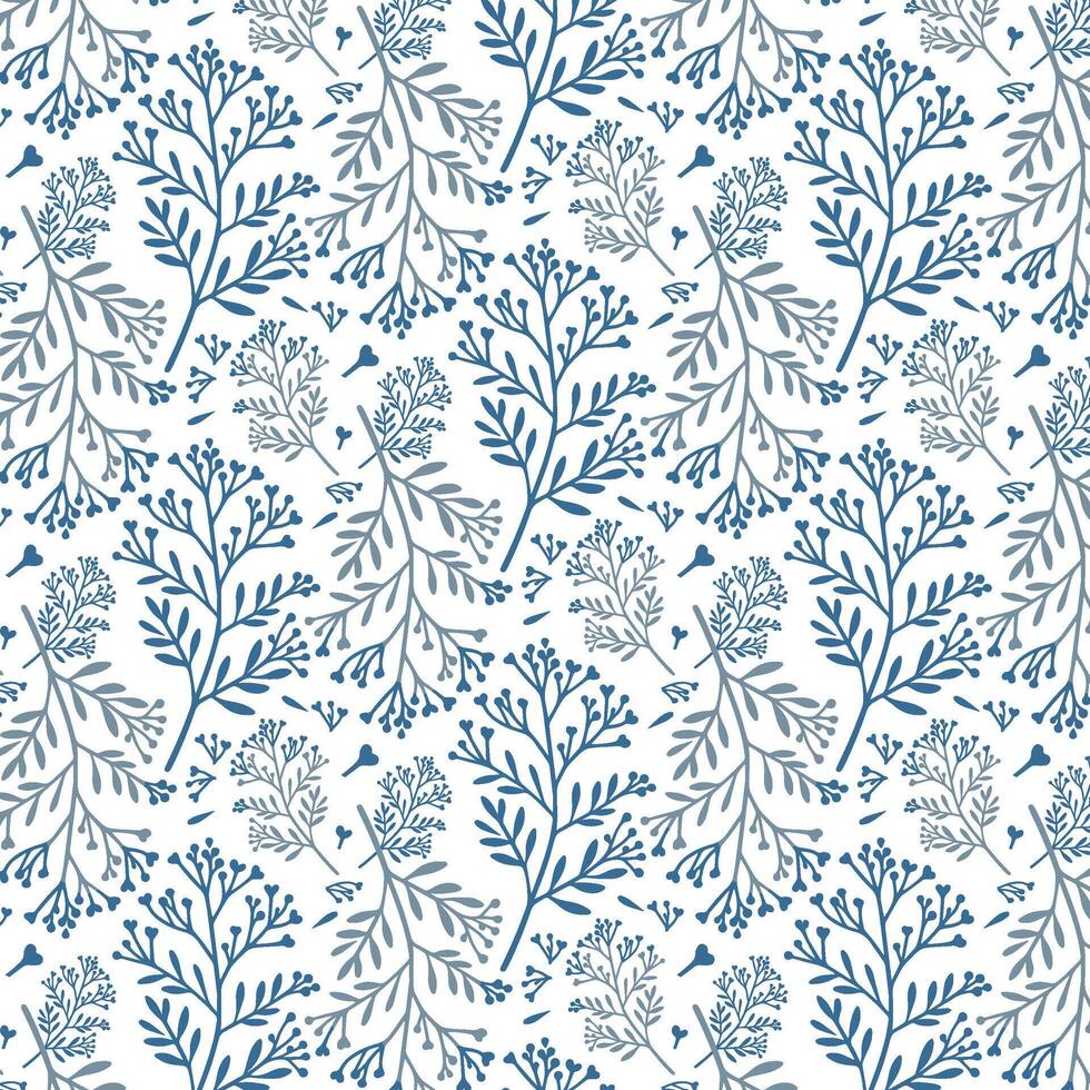 blue ikat floral pattern for bedsheet design and curtains vector