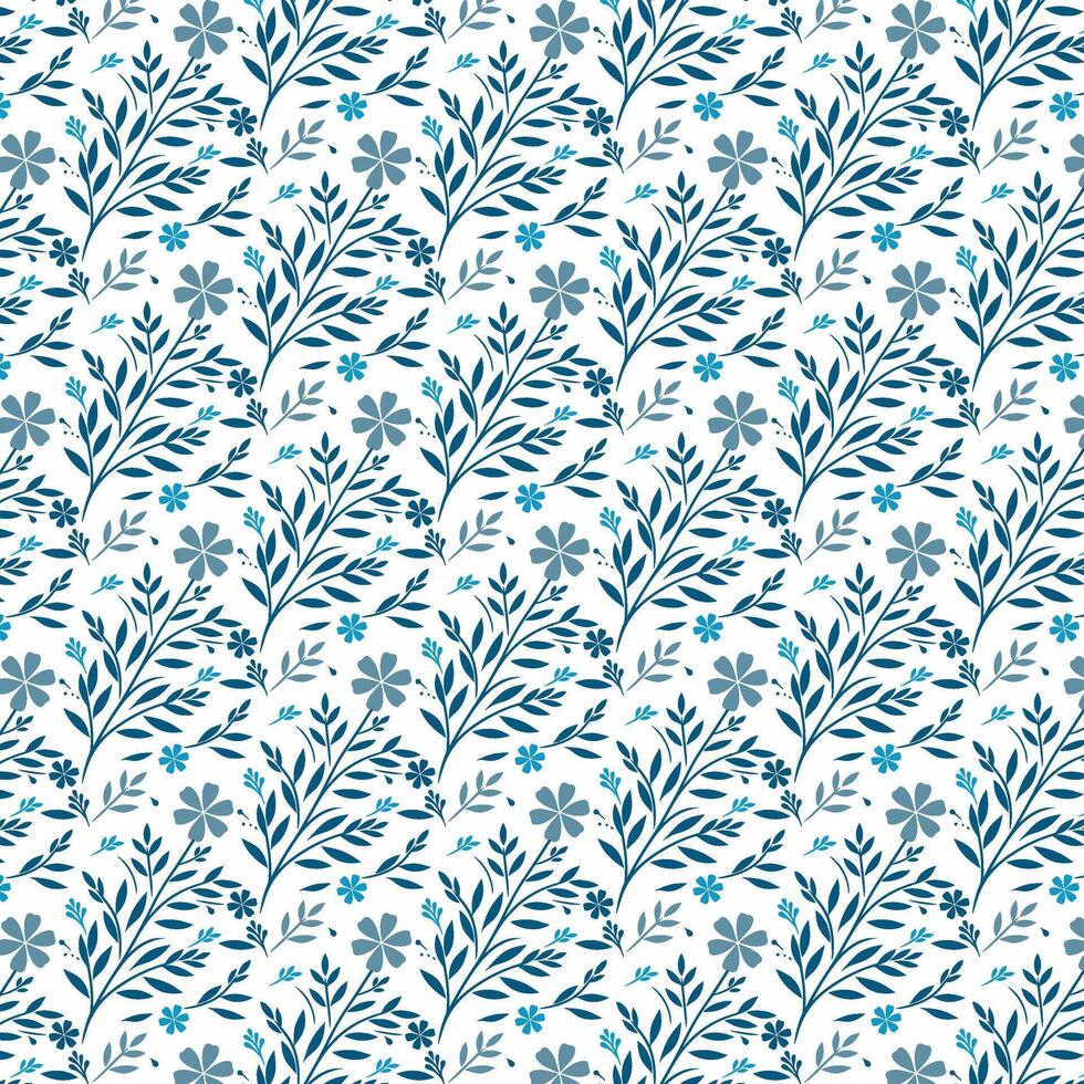 blue seamless floral pattern for bedsheet design and pillow cover vector