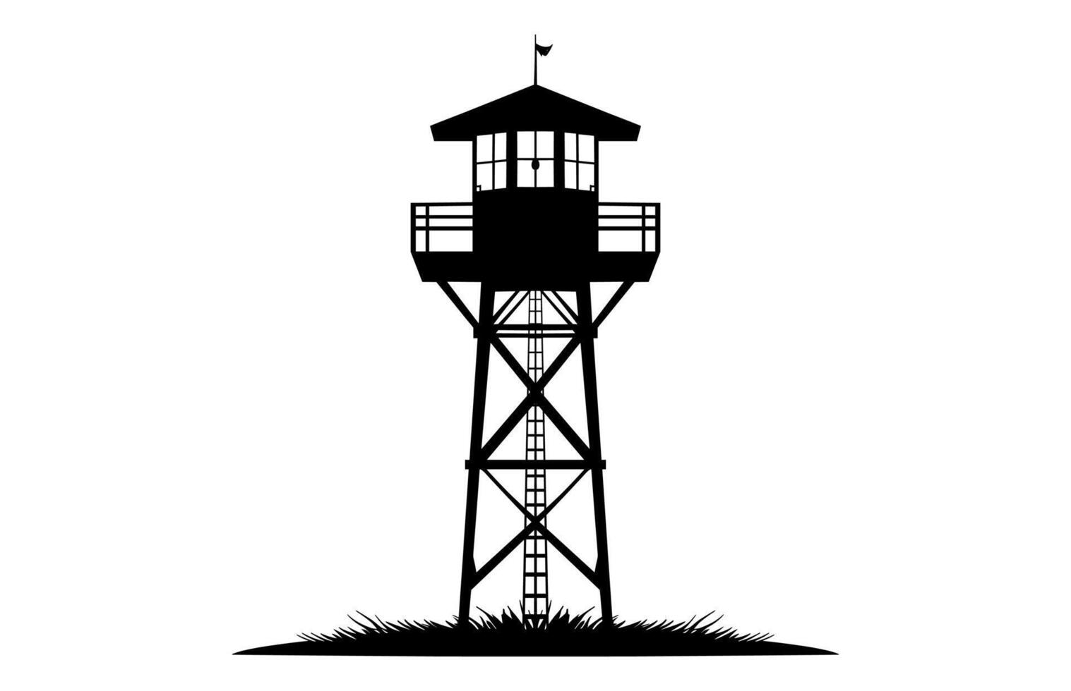 Fire Watchtower Silhouette isolated on a white background vector