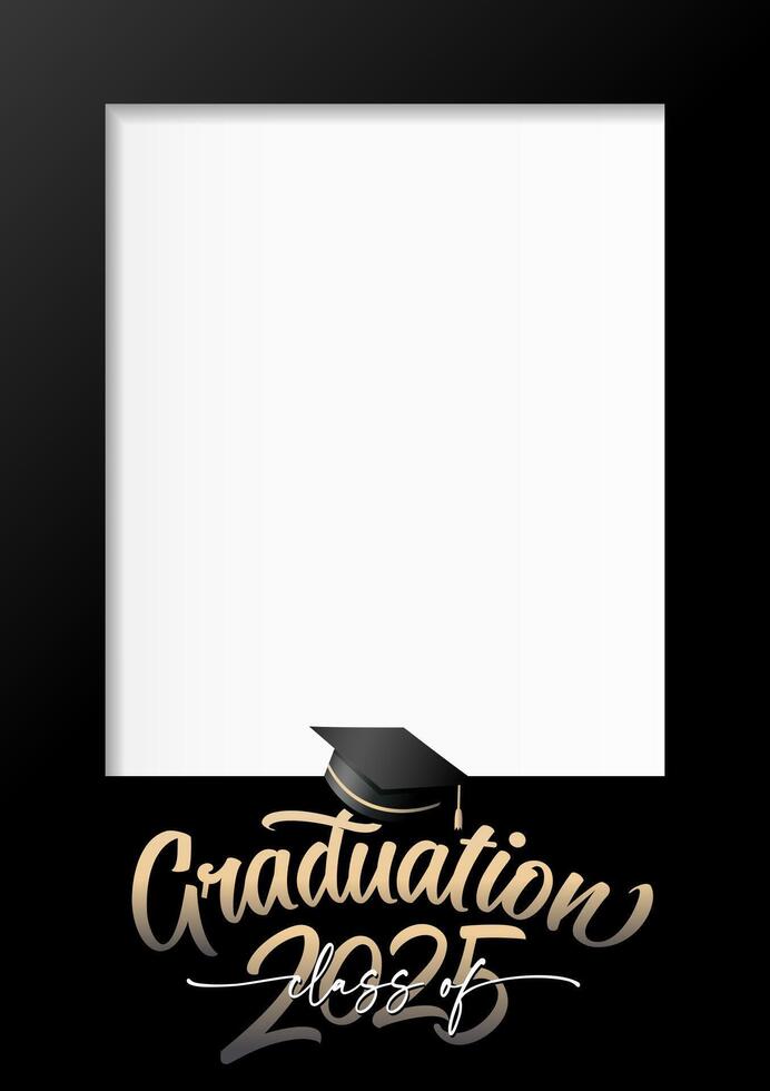 Class of 2025, graduation photo frame. 3D design with copy space vector