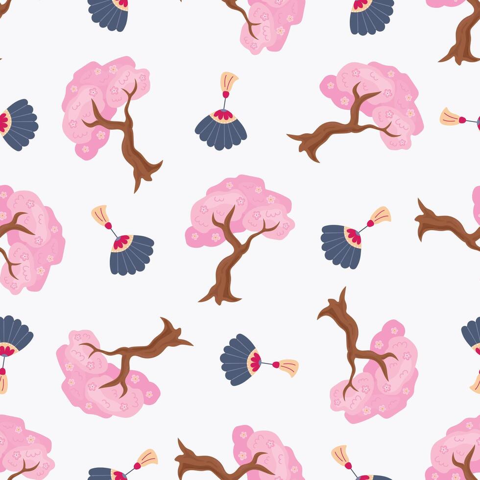 Hanami holiday. Seamless pattern in Japanese style. Endless textures for your design vector