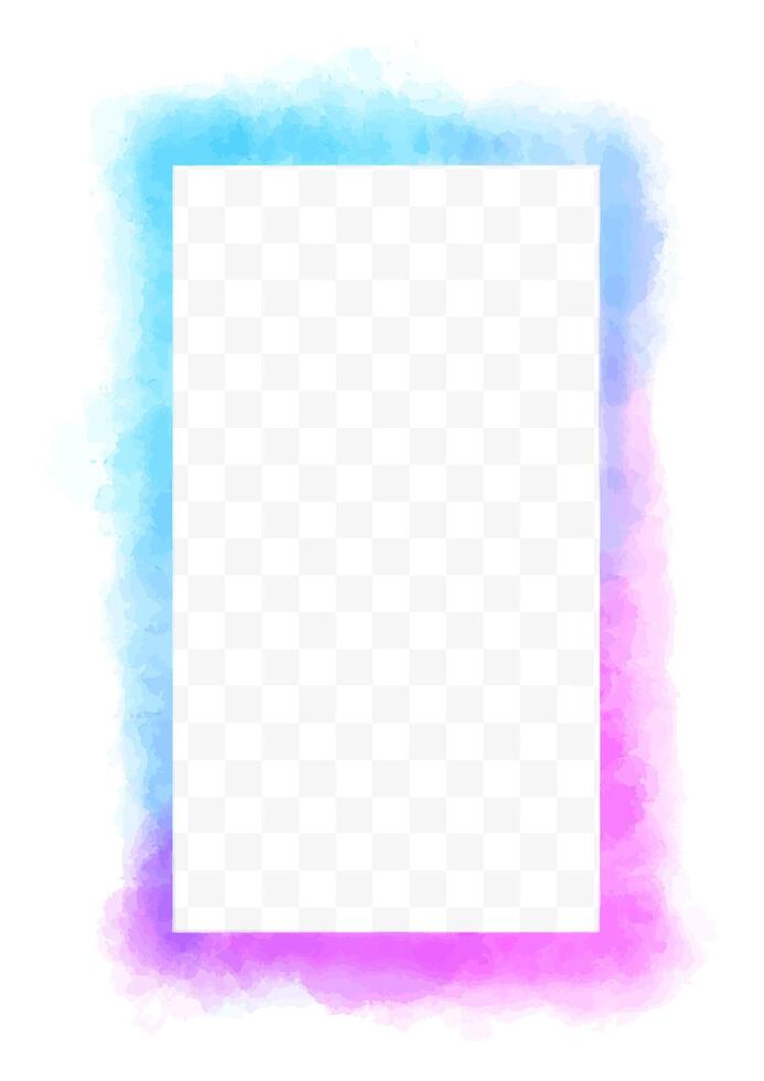 Watercolor blue and pink frame dreamy design vector