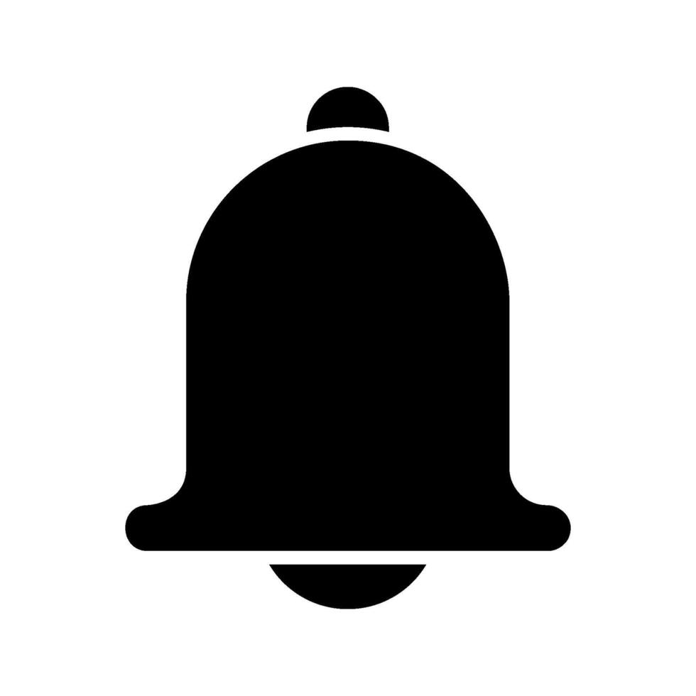 Bell icon . Notification and alarm symbol. Flat shape application interface sign button. Decoration logo. Black silhouette isolated on white background.. vector