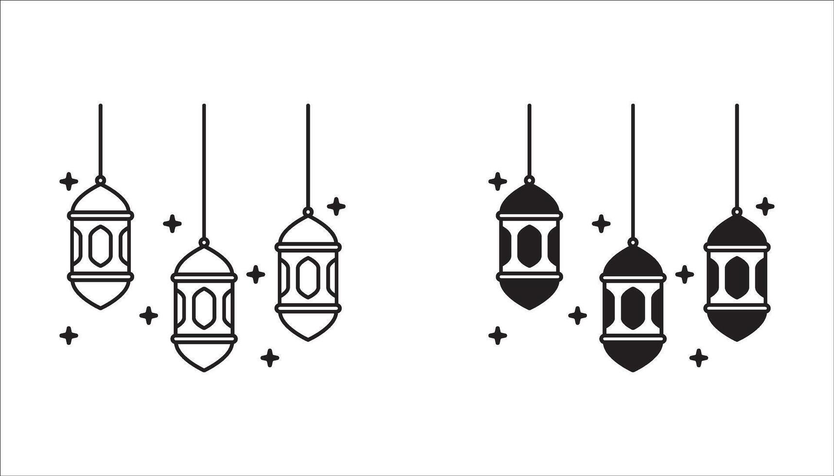 Islamic lantern icon set graphics designs vector