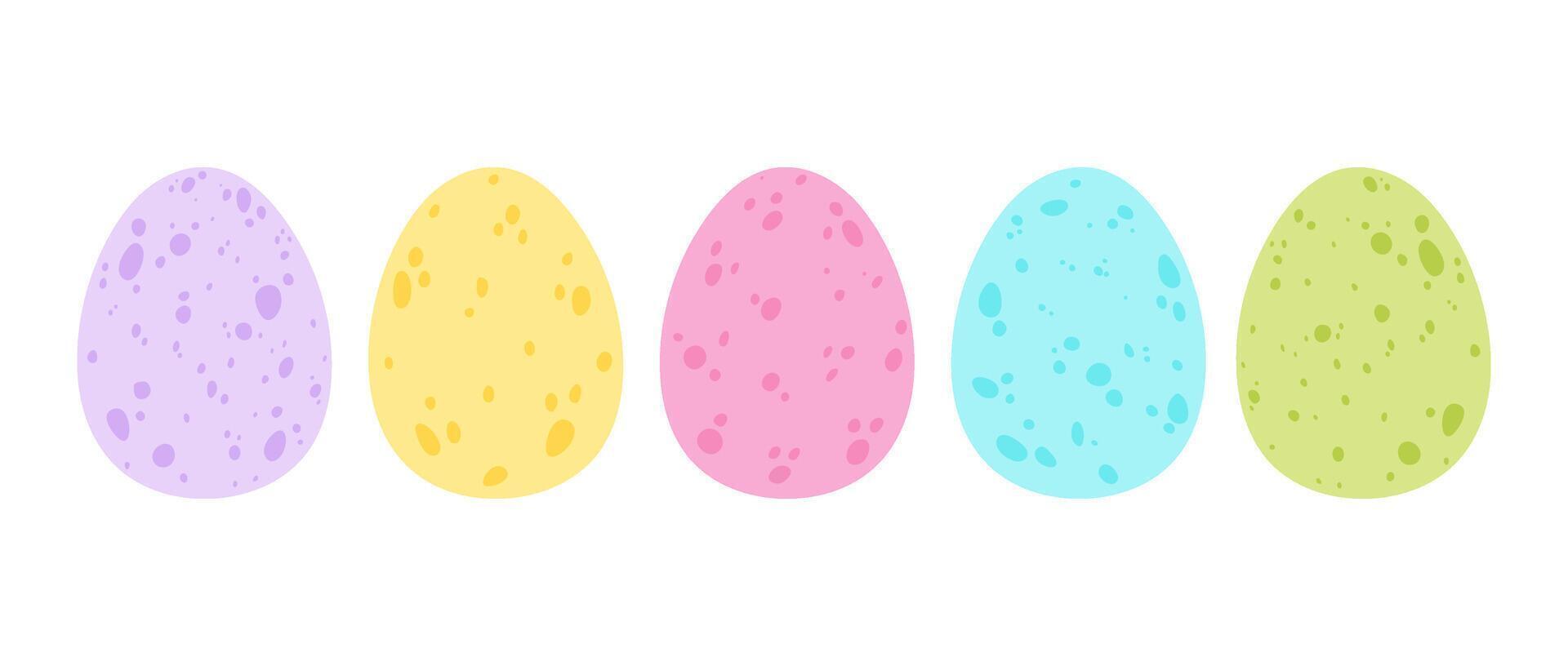 Set coloured Easter eggs. Bird eggs in different colours. Element for festive decorations, cards, stickers, posters, greetings. Flat illustration on white background. vector