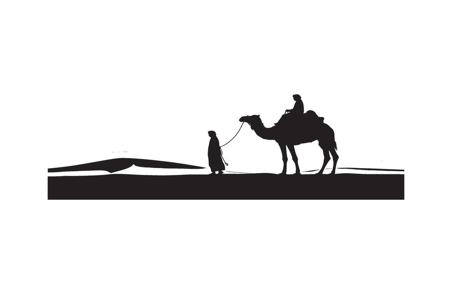 Endless travel scene man walking with camel vector