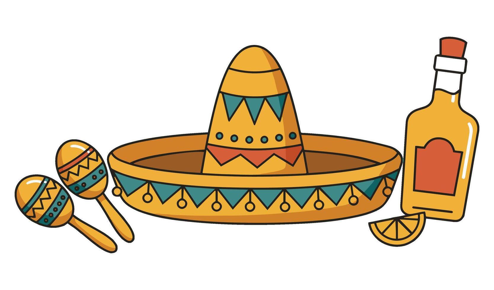 Vibrant and Colorful Cinco De Mayo Scene with Traditional Mexican Party Elements vector