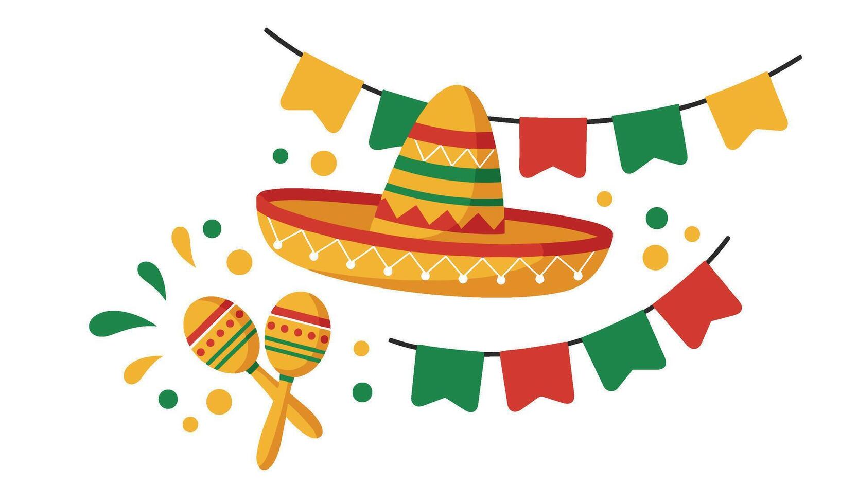 Artistic Cinco De Mayo Celebration with Classic Mexican Festive Symbols vector