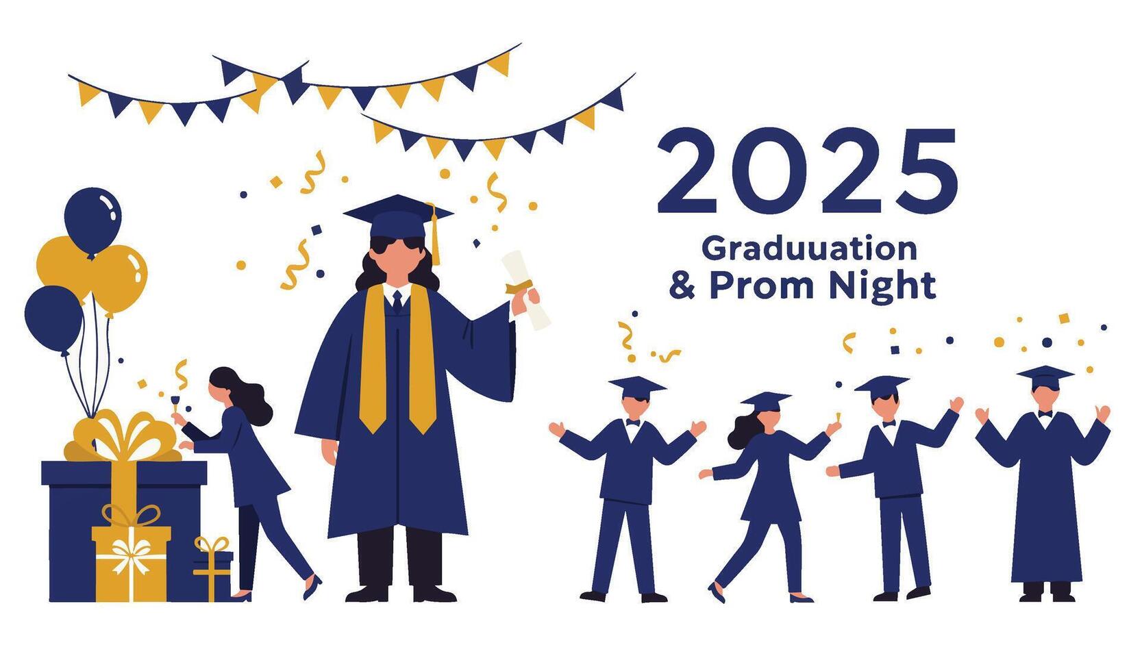 Happy Faces at Graduation Celebration 2025 with Proud Graduates vector