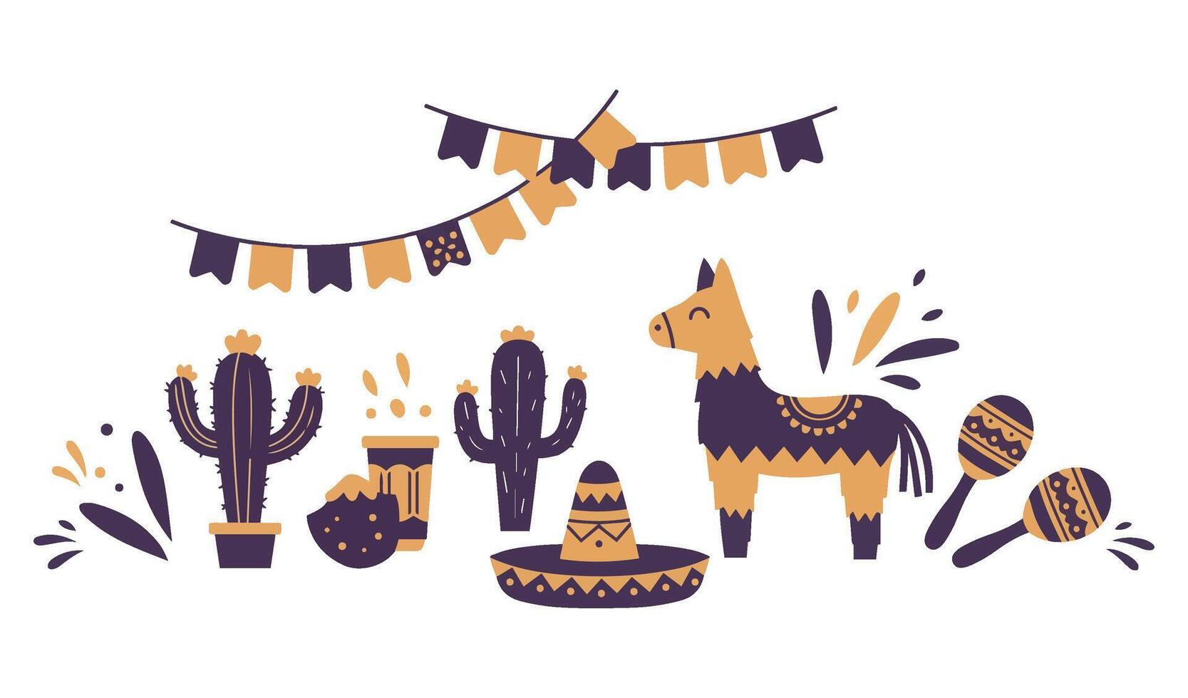 Colorful Cinco De Mayo Design Featuring Festive Mexican Party Decorations vector