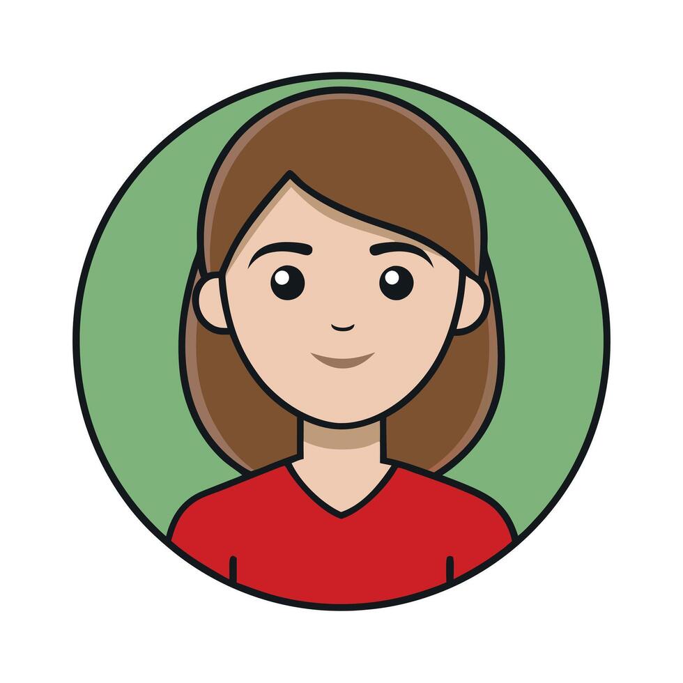 Cartoon Illustration of a Friendly Girl in a Red Top vector