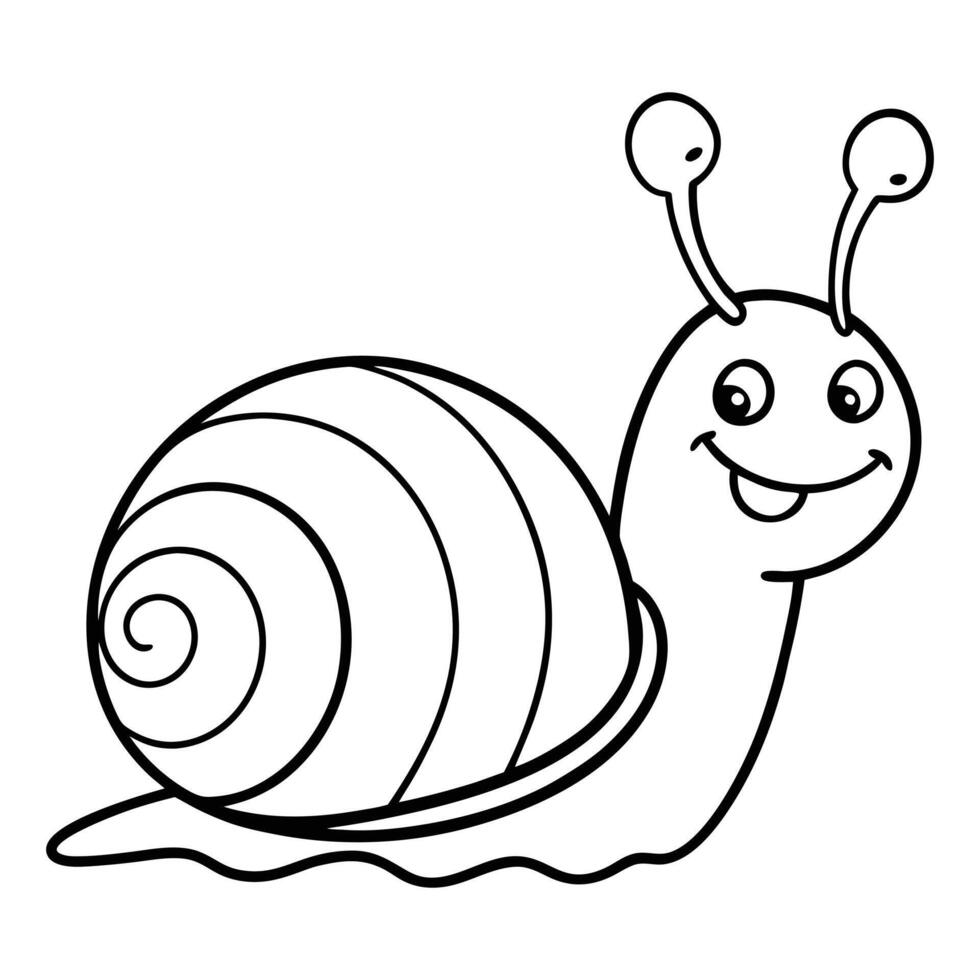 Cute Cartoon Snail Coloring Page vector