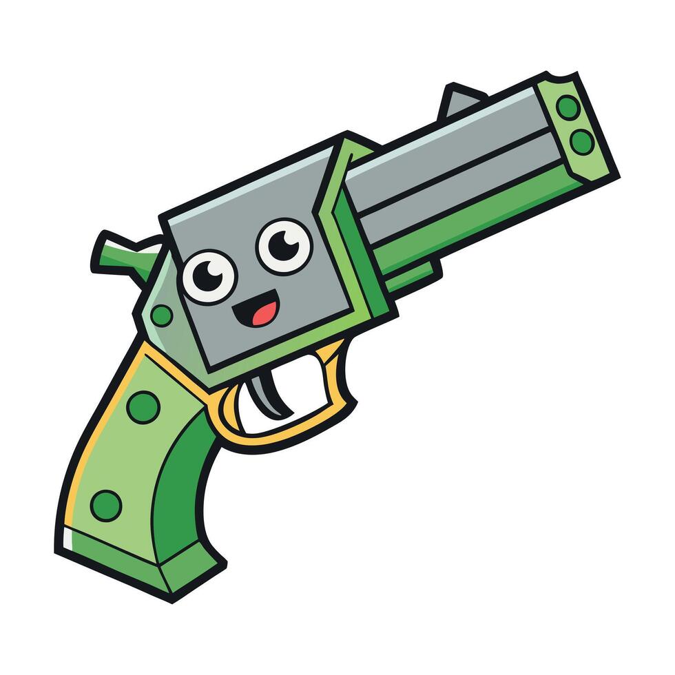 Cartoon Gun with a Happy Expression vector