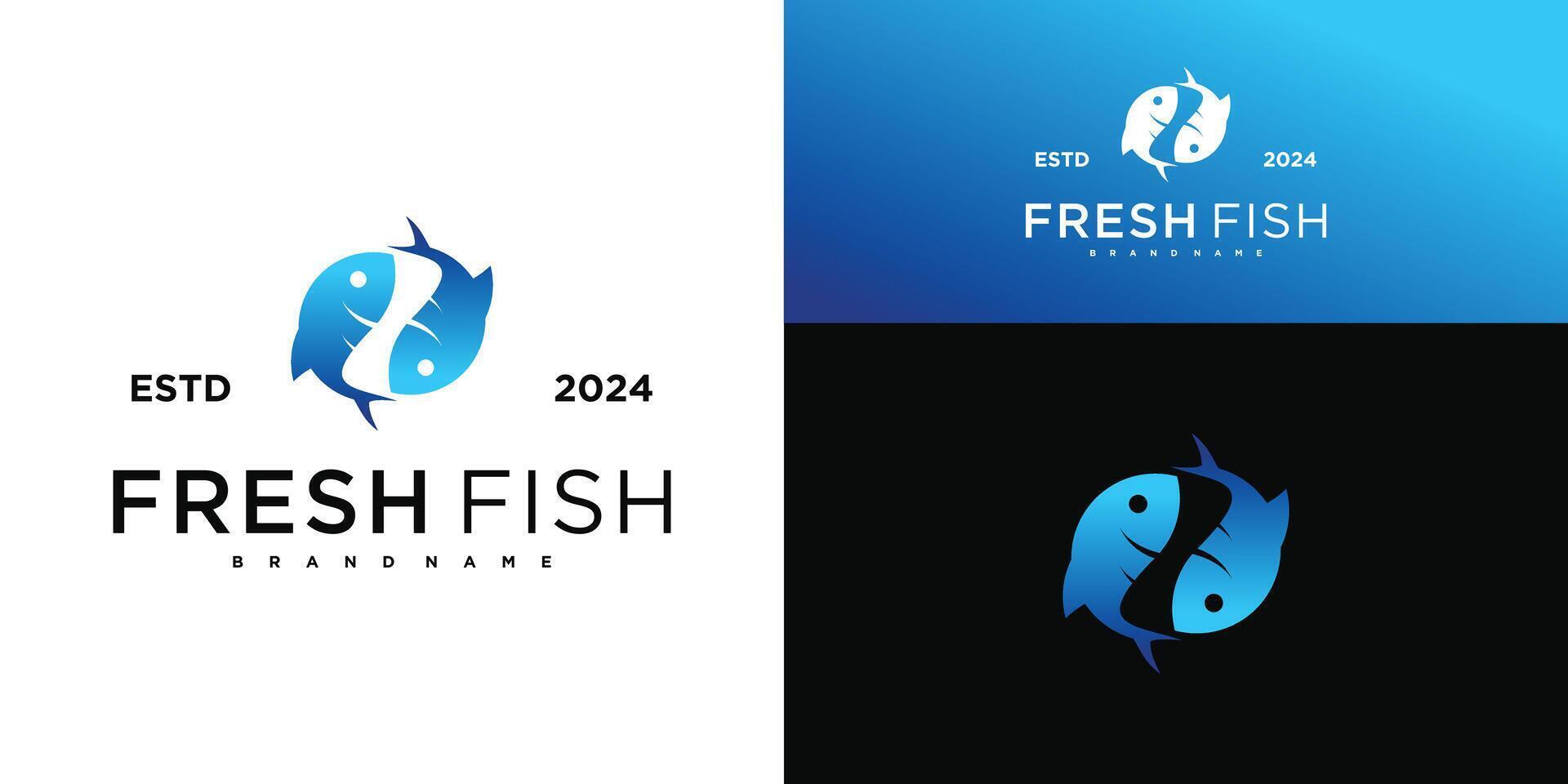 fresh fish logo design label vector