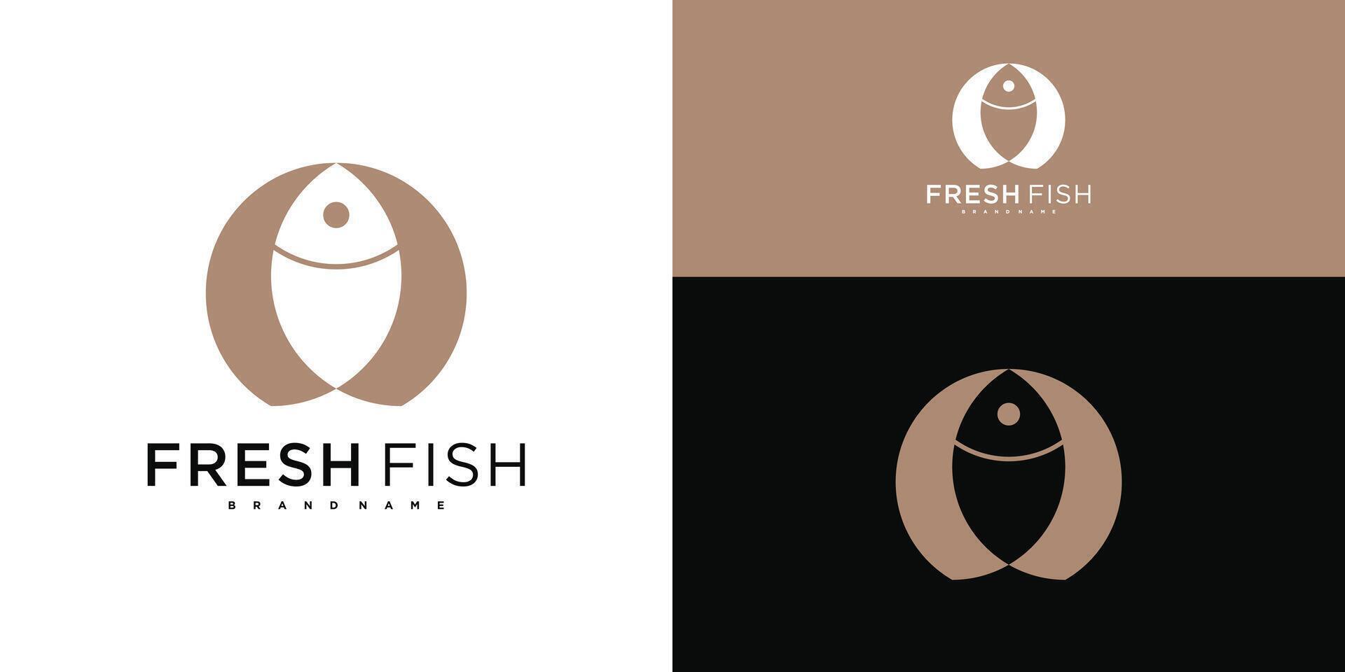 fresh fish logo design label. Premium vector