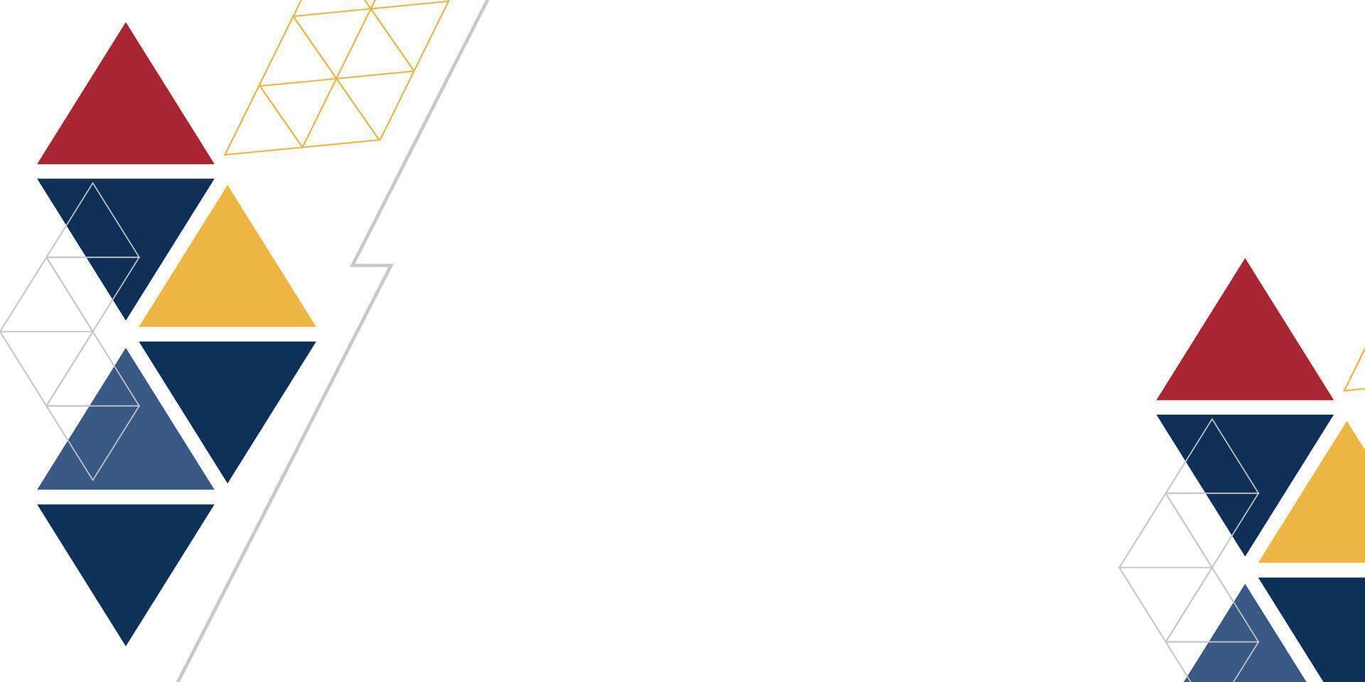 a white background with a red, yellow and blue triangle pattern vector