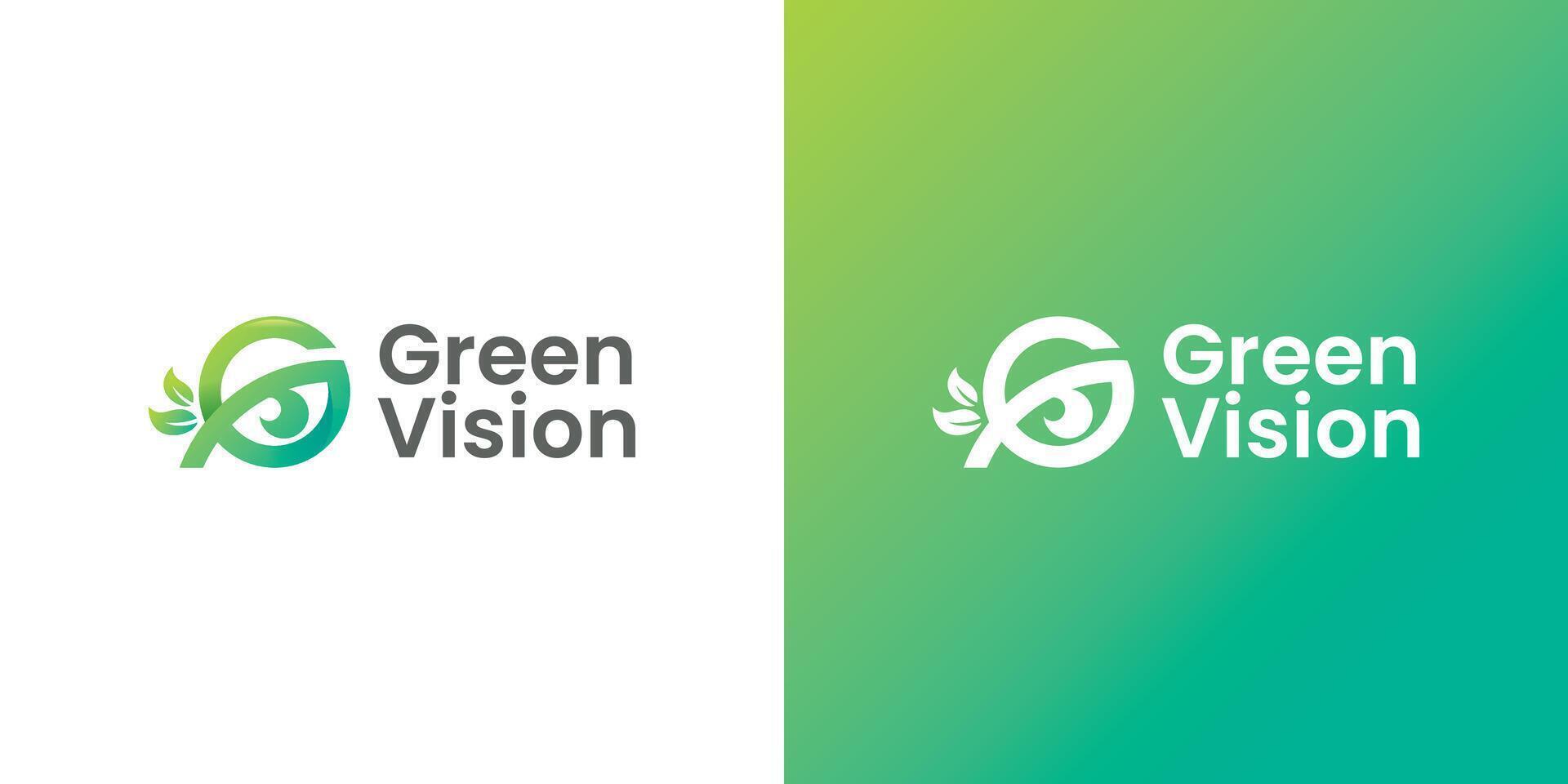 nature green eye g letter logo design vector