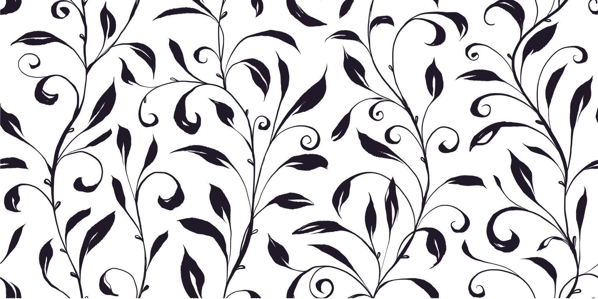 Floral Seamless Pattern with Hand Drawn Herbs. Nature contemporary floral art design in retro style with subtle grunge effect perfect for modern print projects, fashion, wrapping paper vector