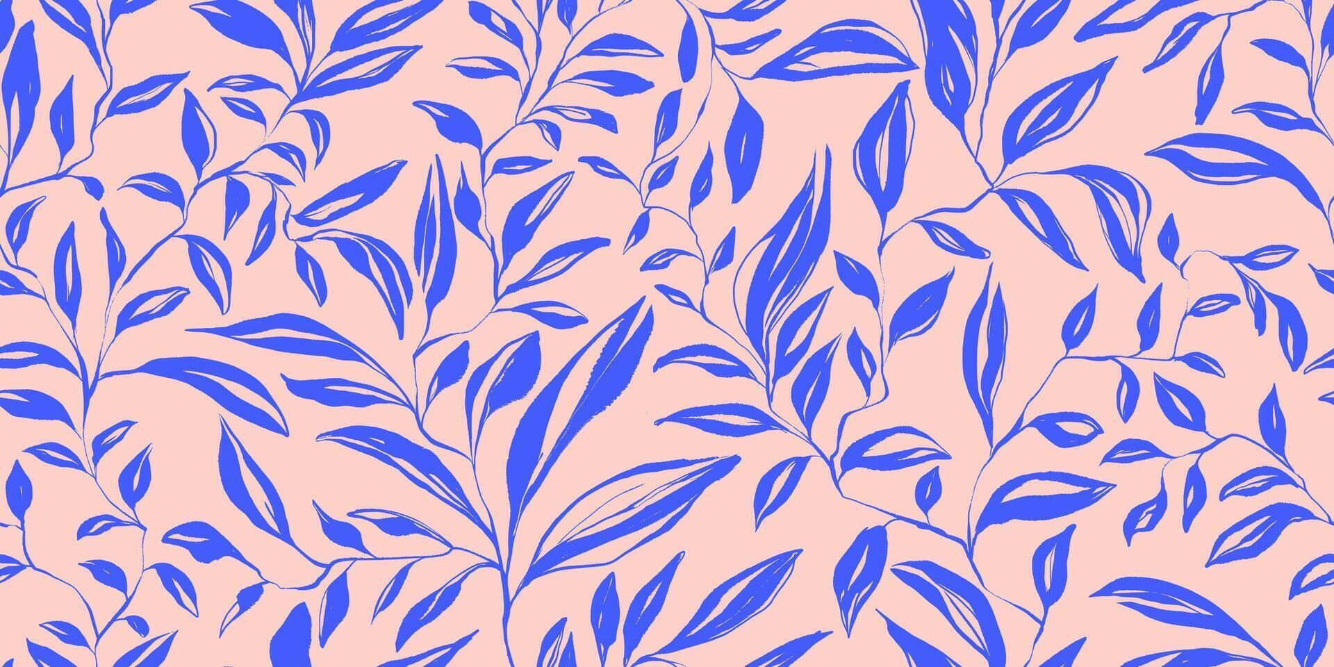 Modern Floral Seamless Pattern with Hand Drawn Ink Wildflowers. Nature contemporary floral art design in retro style with subtle grunge effect perfect for print projects, fashion, wrapping paper vector