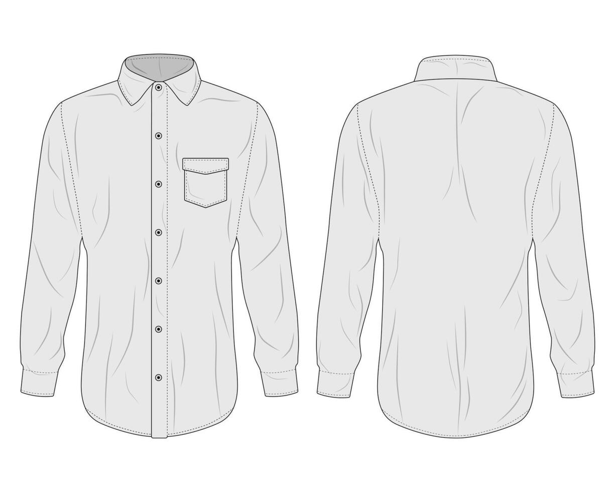 Men's Long Sleeve Button Down Shirt Template vector