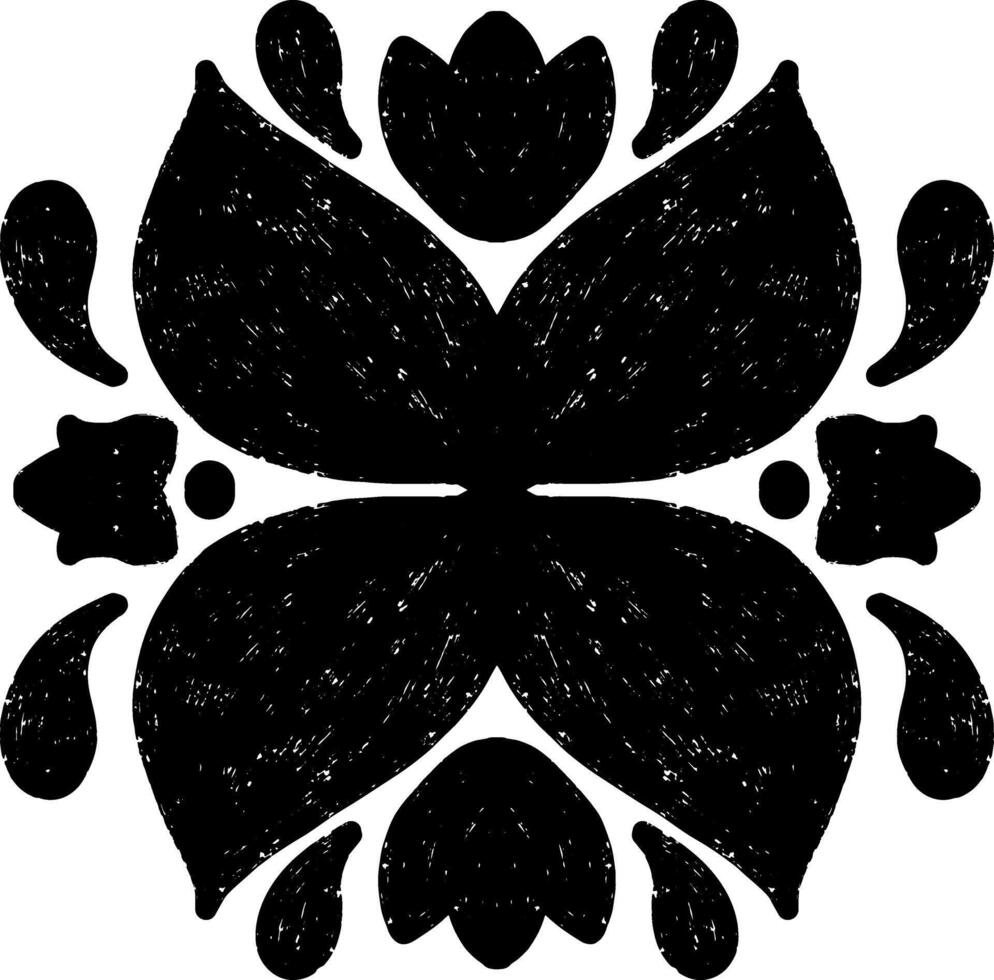 a black flower design with a white background vector
