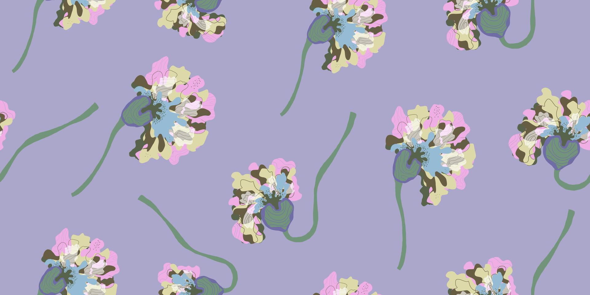 a pattern with flowers on a purple background vector