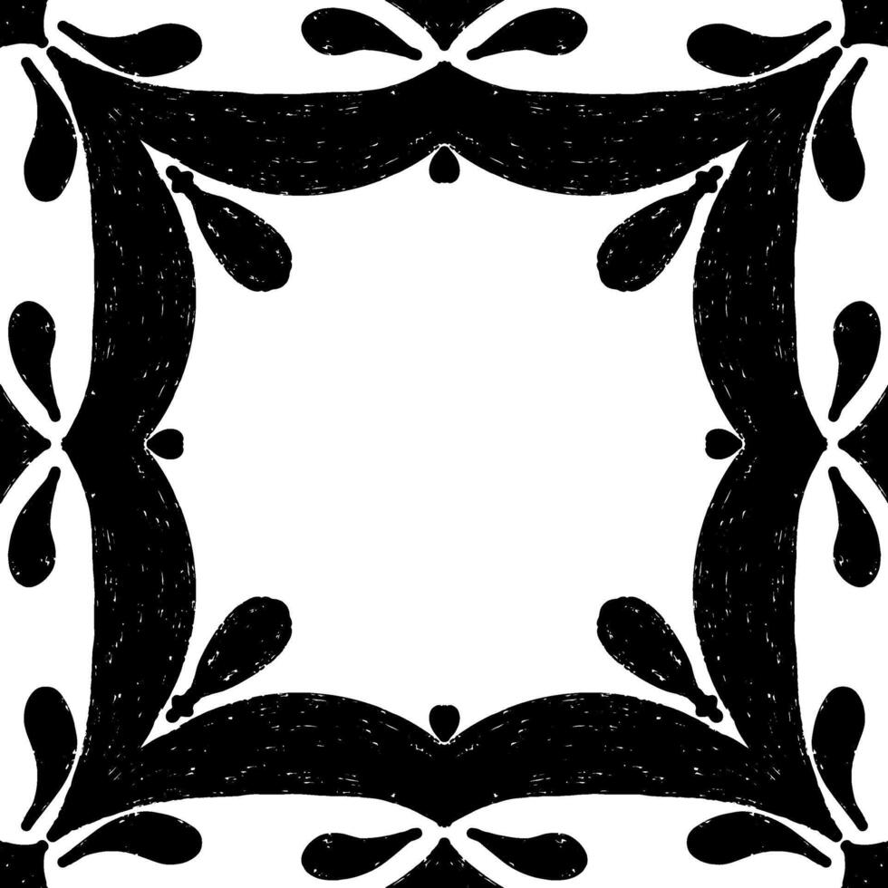 a black and white square pattern with a flower in the center vector