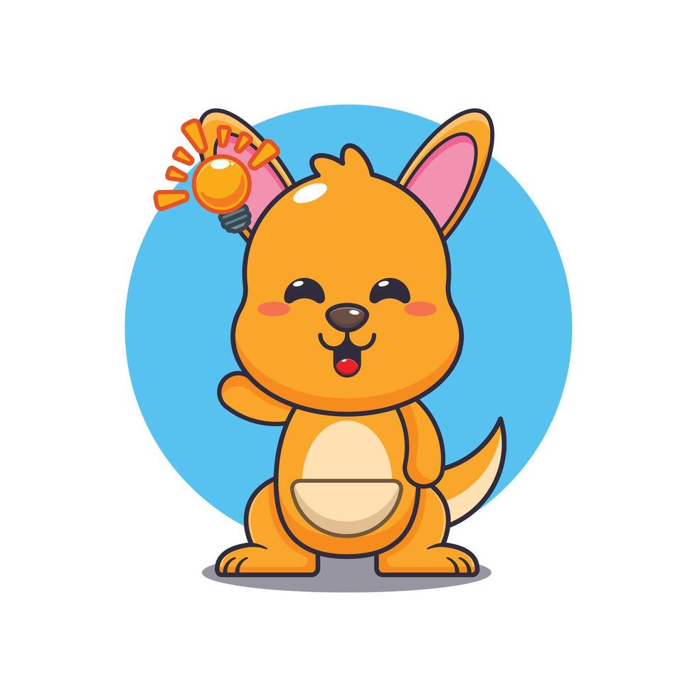 Kangaroo cartoon illustration get an idea. vector