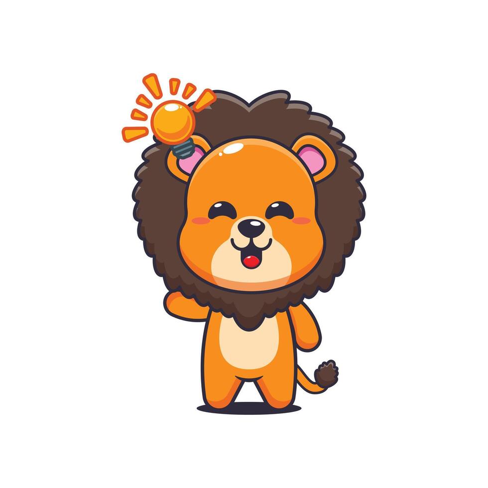Lion cartoon illustration get an idea vector