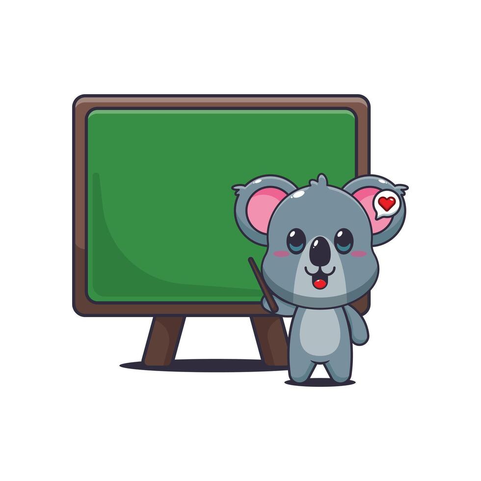 Koala cartoon illustration with blackboard vector
