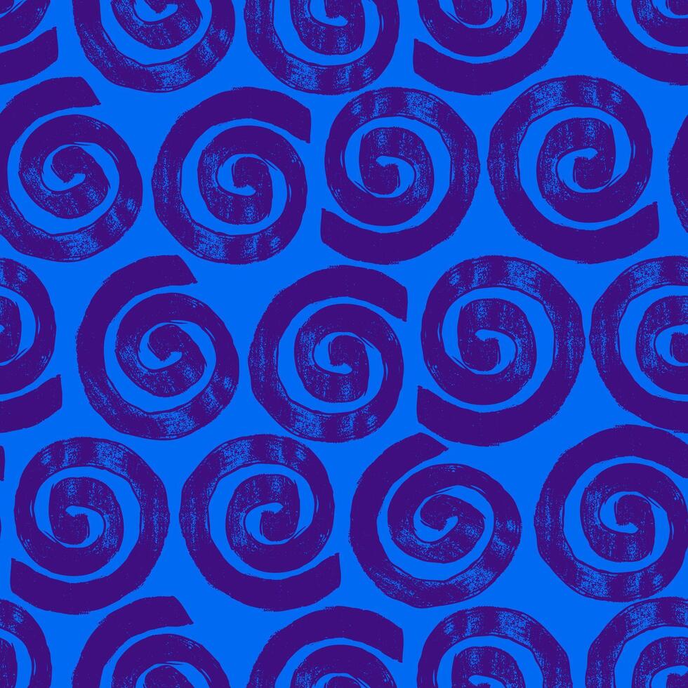 Geometric Swirls Seamless Pattern with Trendy Bold Lines Isolated on Blue Background. Colorful decorative and minimal hand drawn design perfect for print, fashion, wrapping paper, fabrics vector
