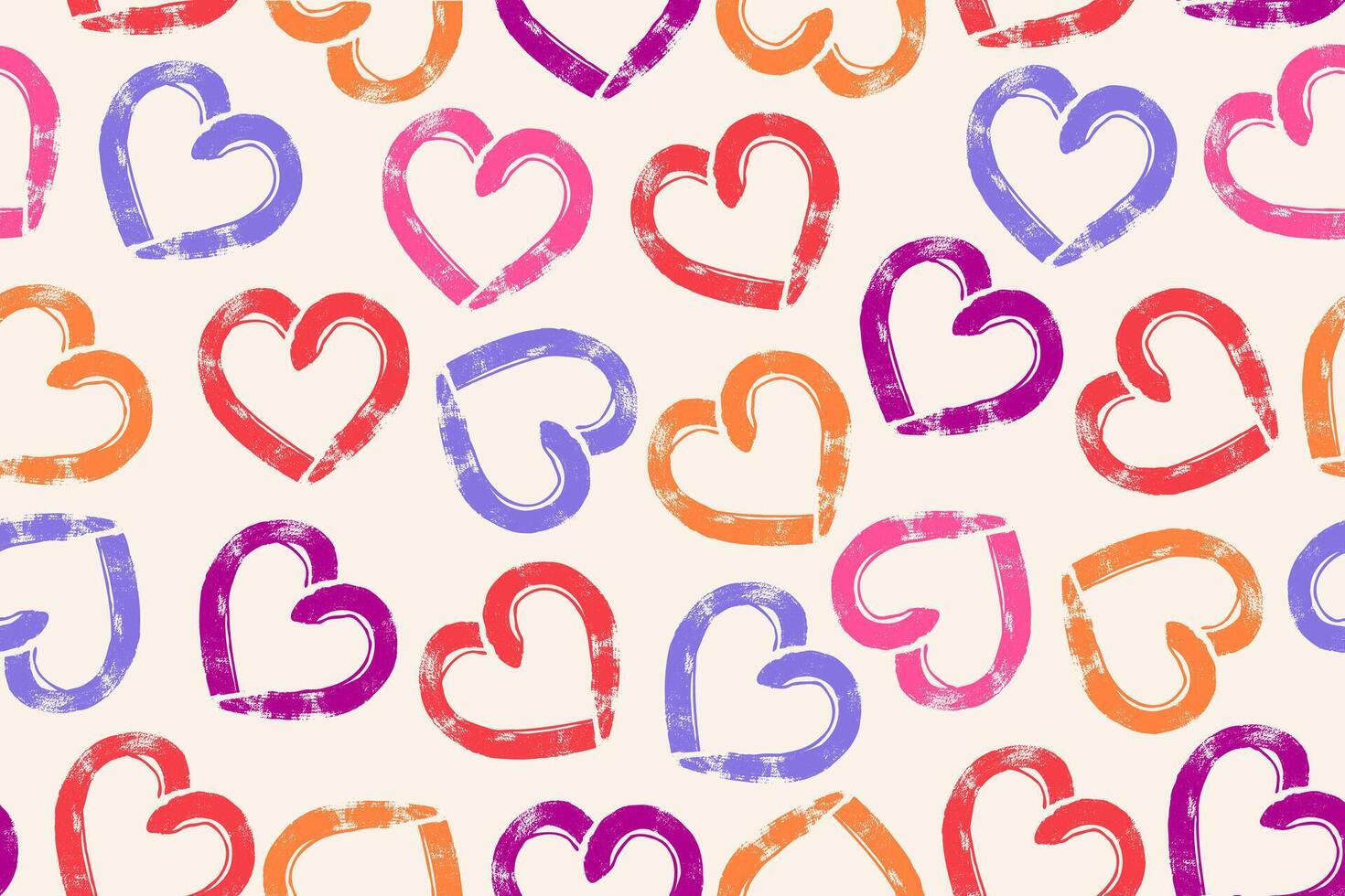 Love Seamless Pattern with Trendy Bold Heart Shapes Isolated on Simple White Background. Colorful decorative love signs hand drawn perfect for print, fashion, wrapping paper, fabrics vector