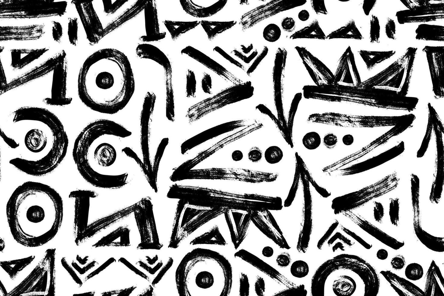 Geometric Abstract Brushstrokes Seamless Pattern with Bold Shapes Isolated on Simple White Background. Decorative and minimal hand drawn design perfect for print, fashion, wrapping paper, fabrics vector