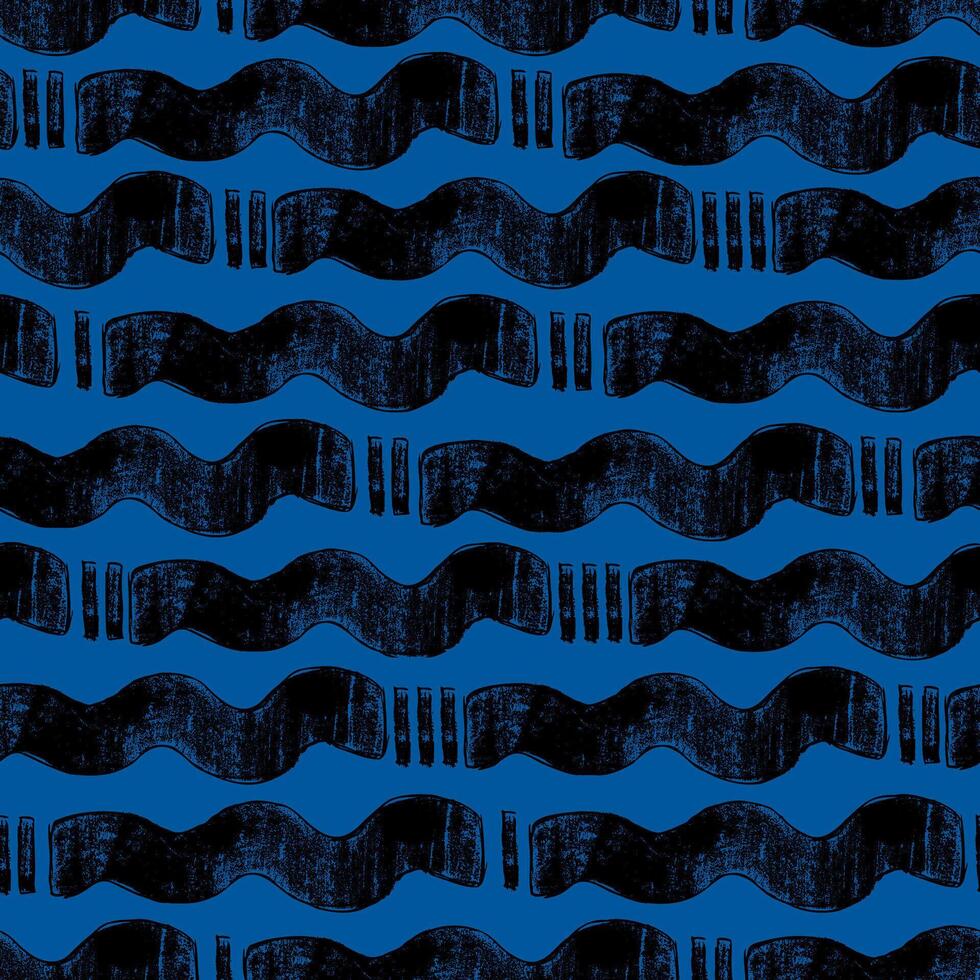 Wavy Abstract Brushstrokes Seamless Pattern with Trendy Bold Lines. Colorful decorative and minimal hand drawn design perfect for print, fashion, wrapping paper, fabrics vector