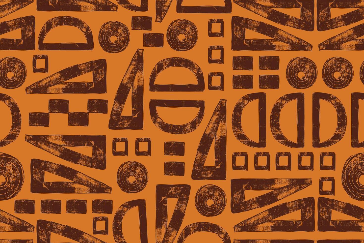 Geometric Abstract Seamless Pattern with Trendy Bold Shapes Isolated on Yellow Background. Decorative and minimal hand drawn design perfect for print, fashion, wrapping paper, fabrics vector