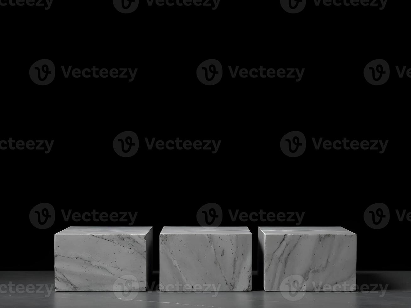 a row of three luxurious marble stones in the shape of a box. Suitable for product stands photo
