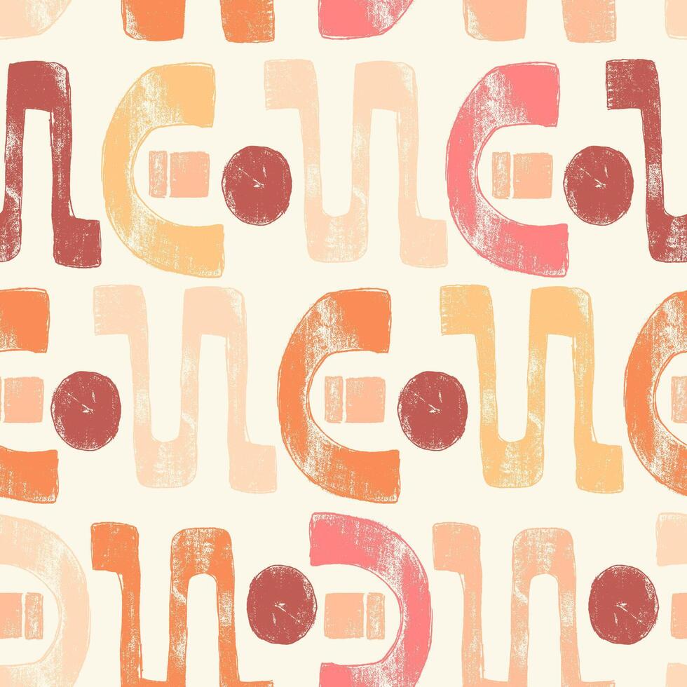 Retro Geometric Abstract Seamless Pattern with Trendy Bold Shapes. Colorful decorative and minimal hand drawn design perfect for print, fashion, wrapping paper, fabrics vector
