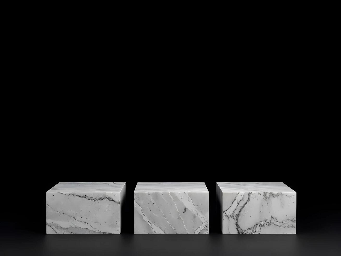a row of three square-shaped stones. Suitable for product stands photo