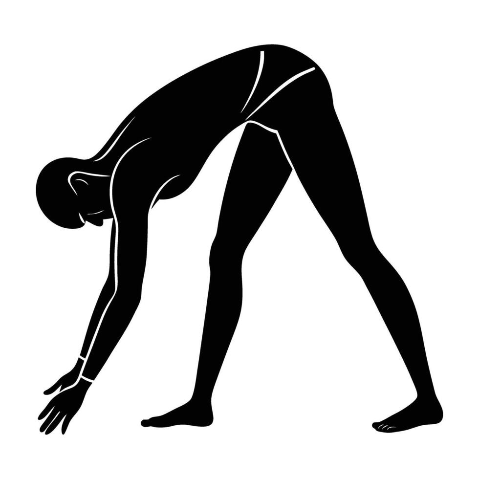 Elegant yoga forward bend with straight legs silhouette on white background for restorative stretch vector