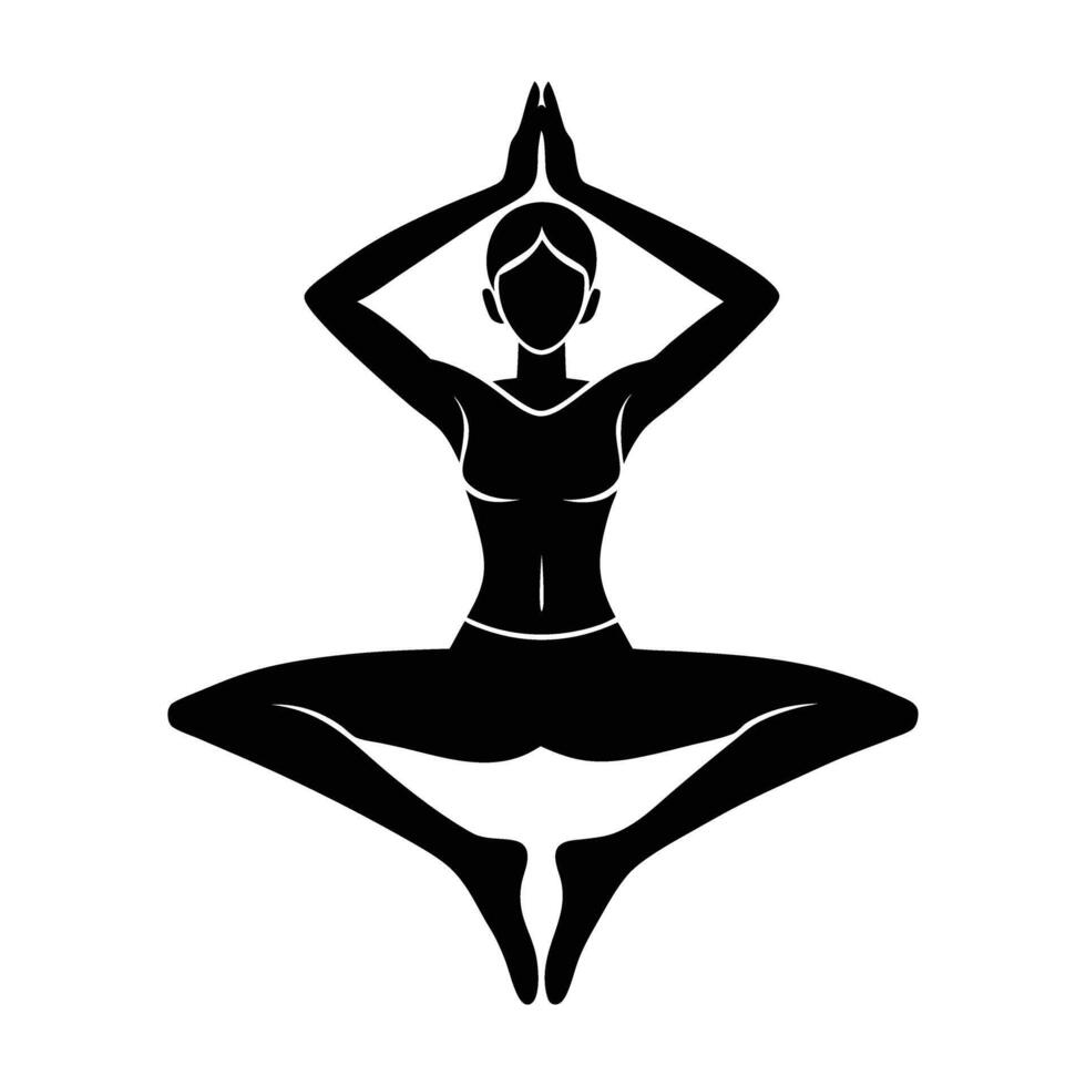 Yoga hands on hips stance silhouette isolated on white background for confident posture vector