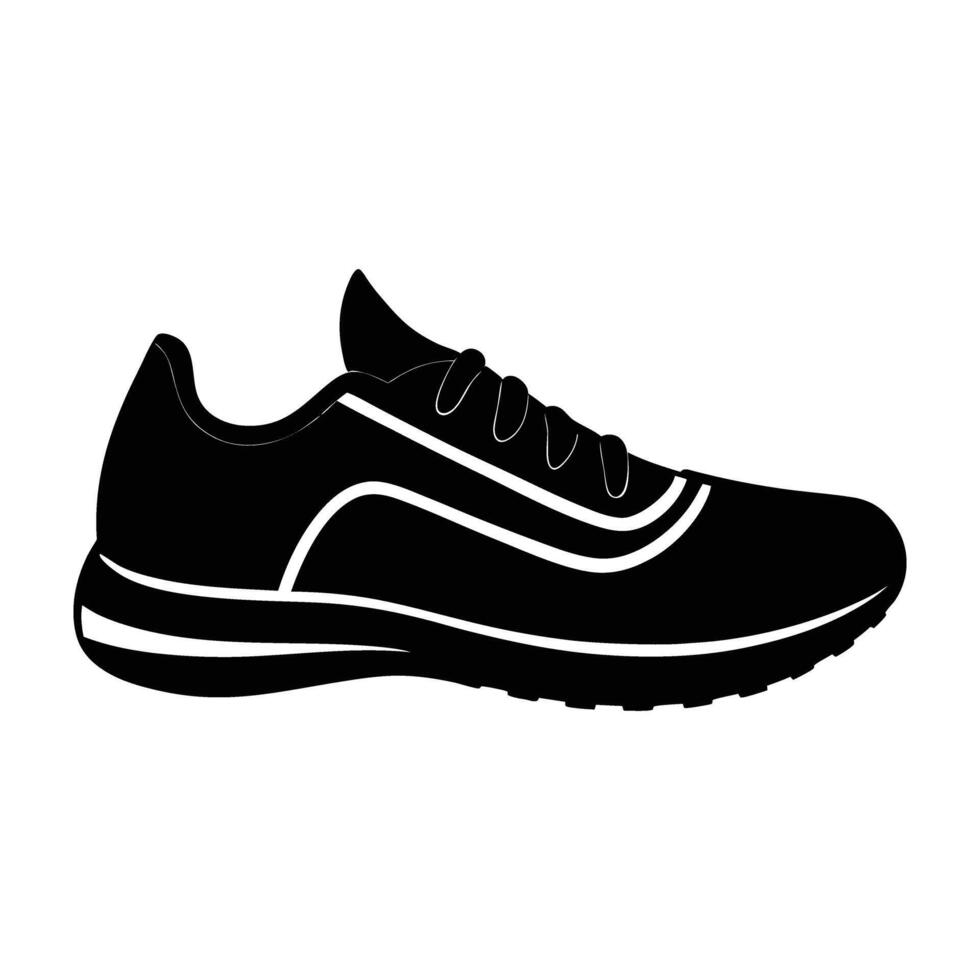 Minimalist running shoe profile silhouette isolated on white background for sporty style vector