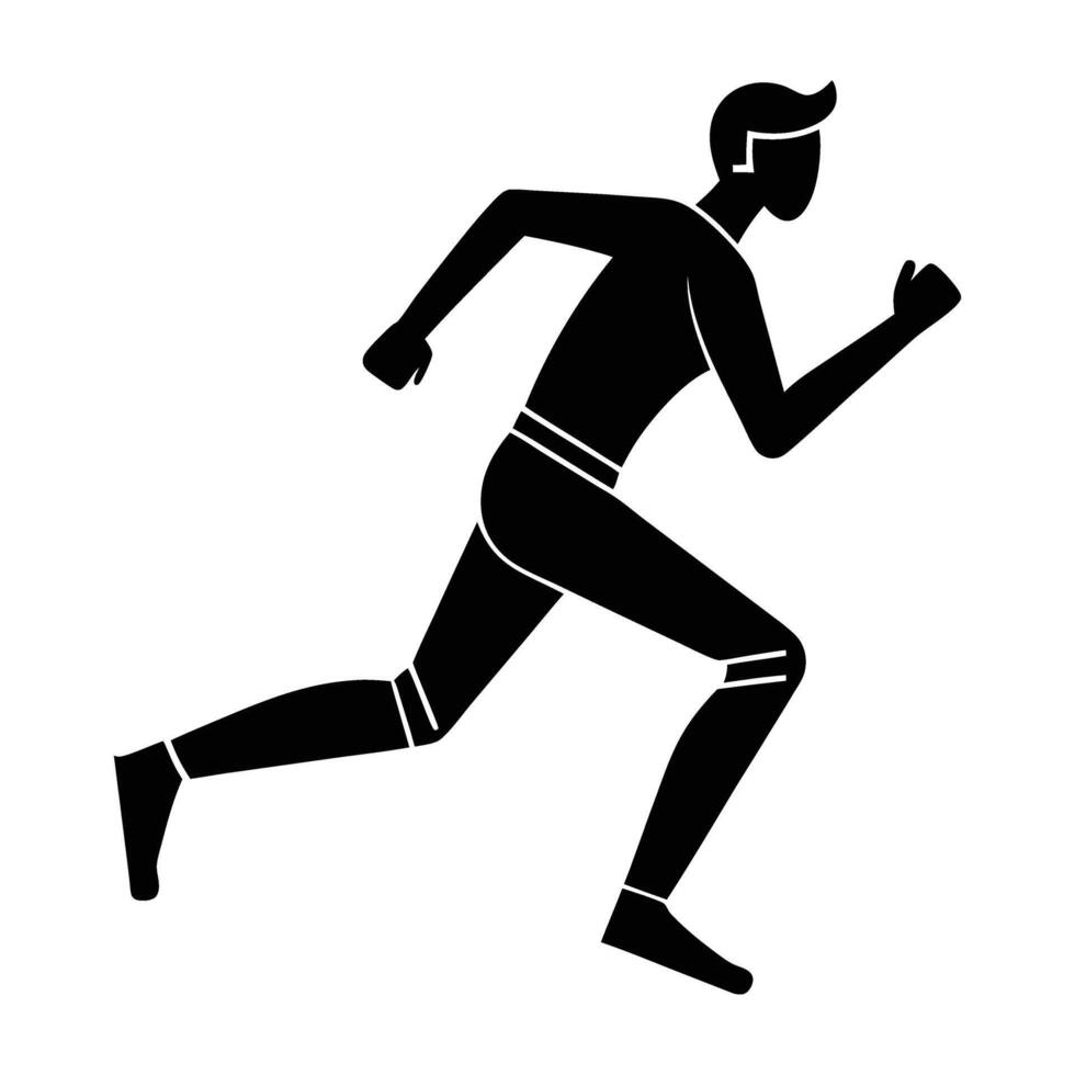 Minimalist running icon silhouette isolated on white background for energetic appeal vector