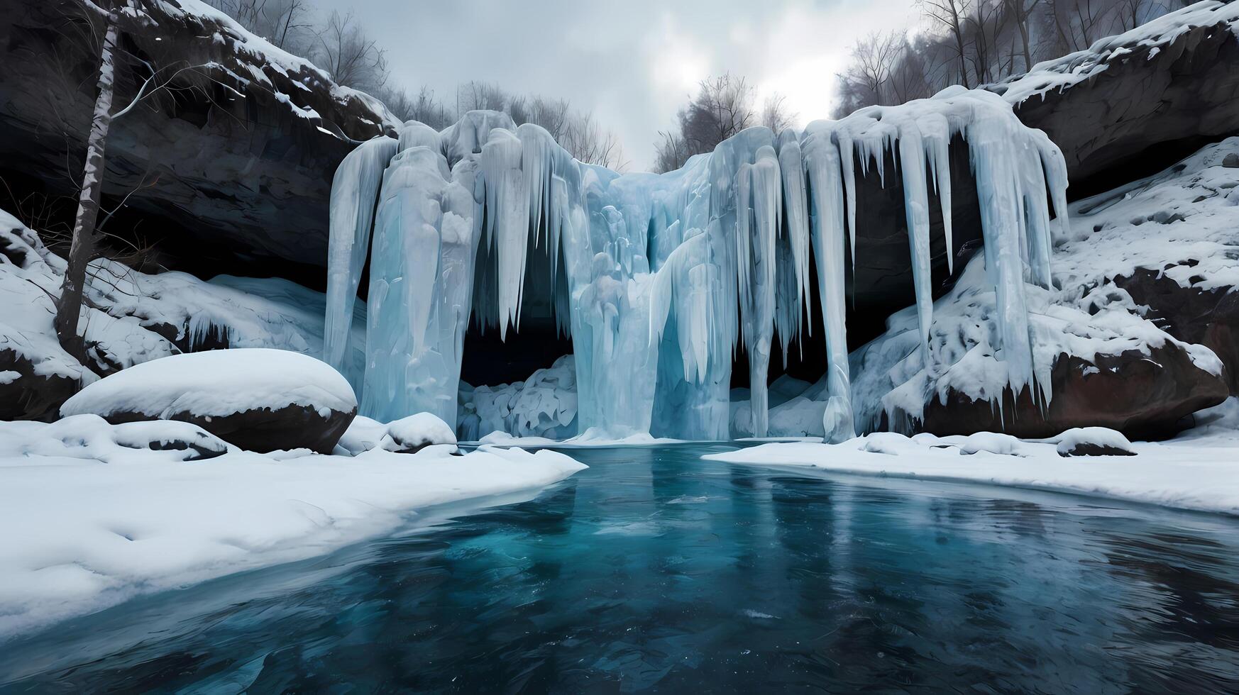 A photo-frozen waterfall. photo